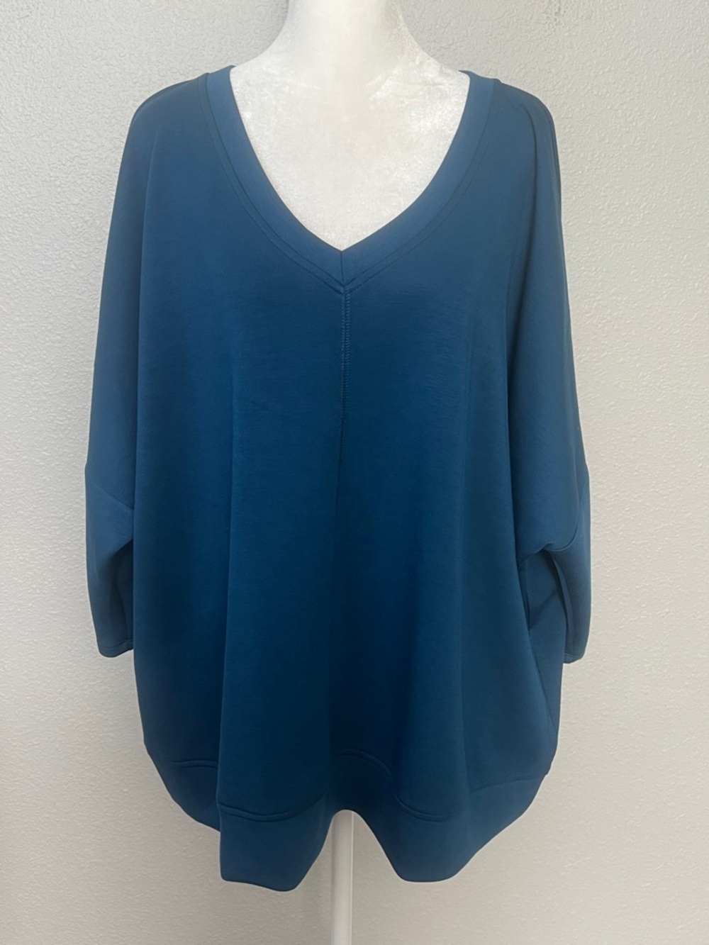 Cable & Gauge VNeck Soft Sweatshirt Teal Size 2XL